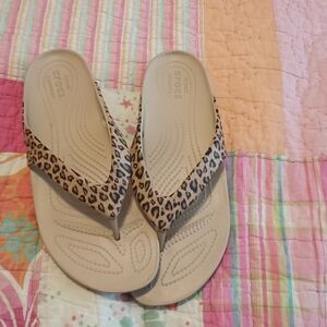 Leopard Print Crocs Sandals